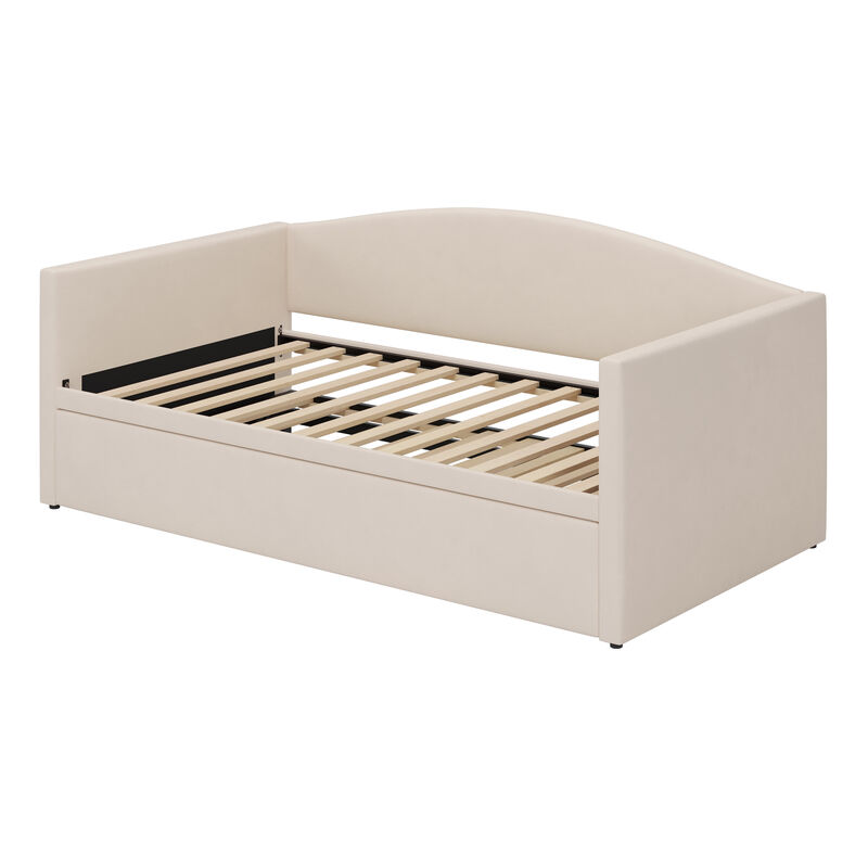 Merax Velvet Daybed with Extended Pop Up Trundle