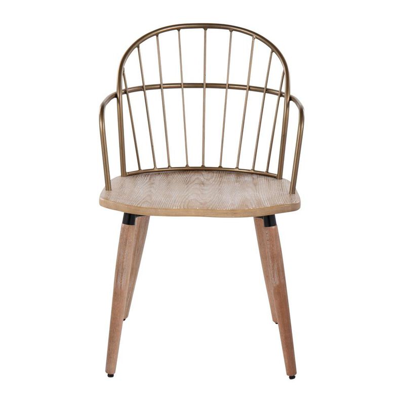 LumiSource Antique Copper Metal, White Washed Wood Riley Chair