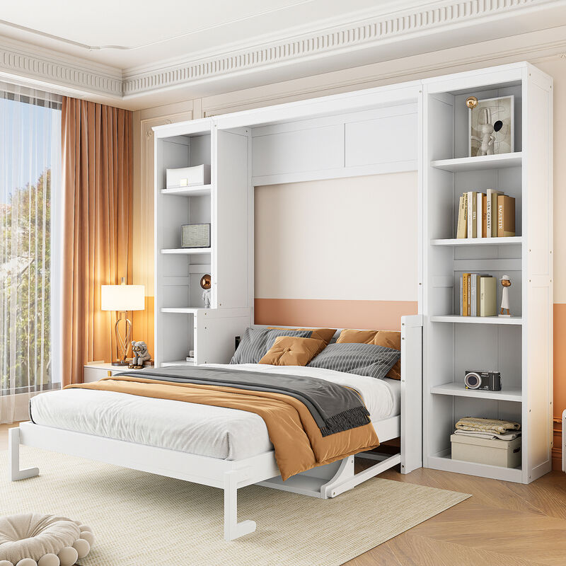 Merax Murphy Bed with Desk and Bookshelf