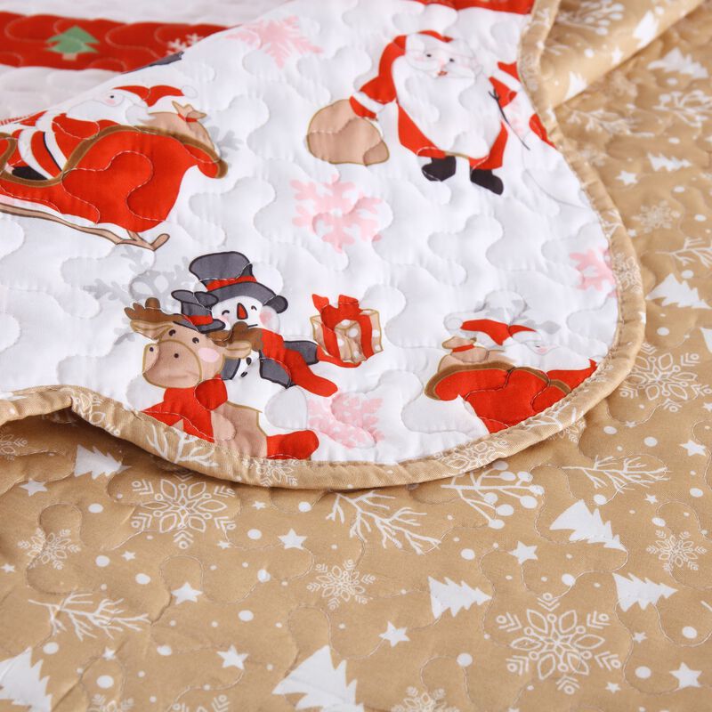 MarCielo 3 Piece Christmas Snowman Reversible Quilt Set, By013