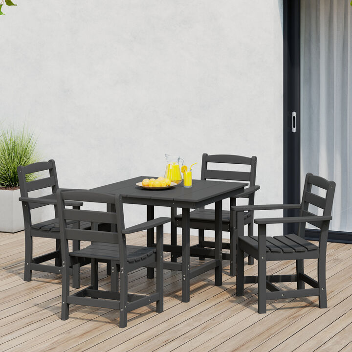 WestinTrends 5-Piece HDPE Outdoor Square Patio Dining Table Set with Armchairs