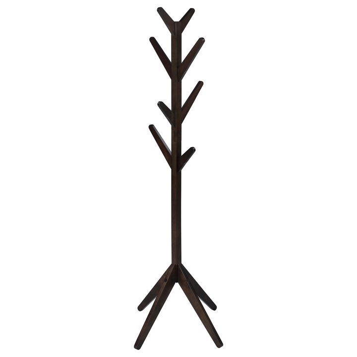 Margo Coat Rack, 8 Hooks and Tree Inspired Design, Brown Solid wood - Benzara
