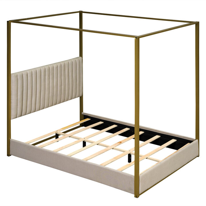 Merax Upholstery Canopy Platform Bed