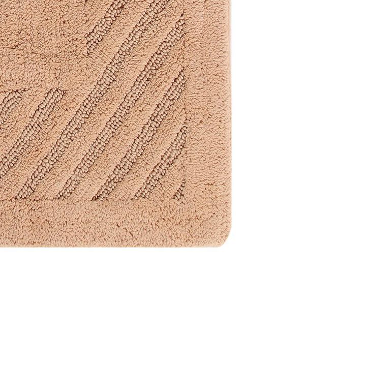 Knightsbridge Diagonal Racetrack 100% Cotton Reversible Bath Rug 20 X 30 Natural