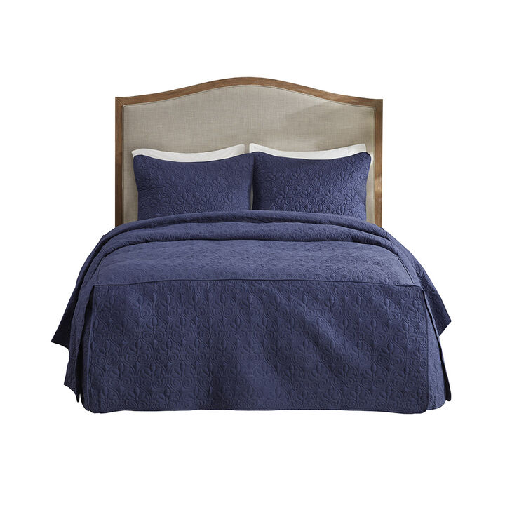 Gracie Mills Sandy 3 Piece Split Corner Classic Pleated Quilted Bedspread Set