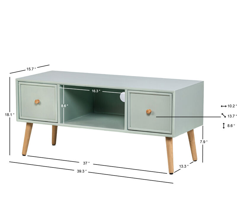Scandinavian Solid Wood TV Stand with 2 Drawers