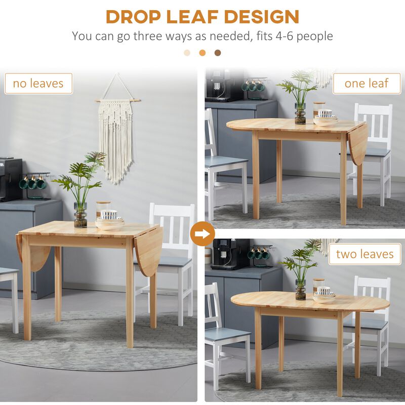 Natural Wood Dining: 56" Compact Folding Table with Drop Leaf