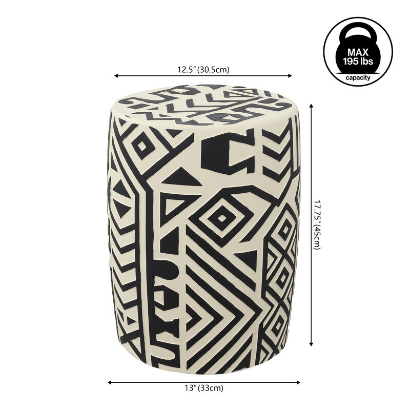 Rafi MidCentury Modern Geometric Drum Garden Stool