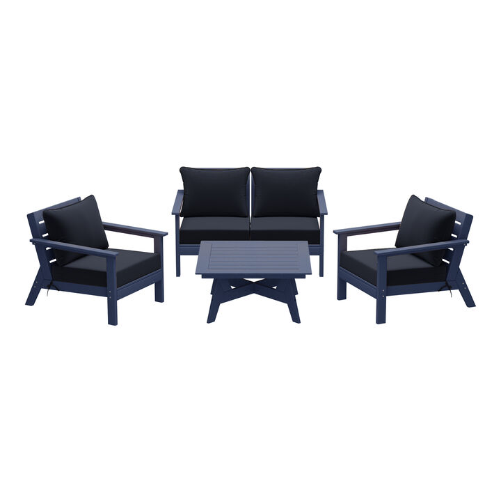 WestinTrends Outdoor 5-Piece Modular Sectional Patio Furniture Sofa Set