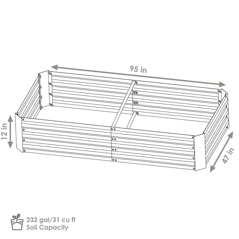 4 x 8 ft Galvanized Steel Rectangle Raised Garden Bed