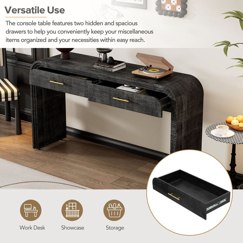 Retro Console Table with Drawers for Living Room