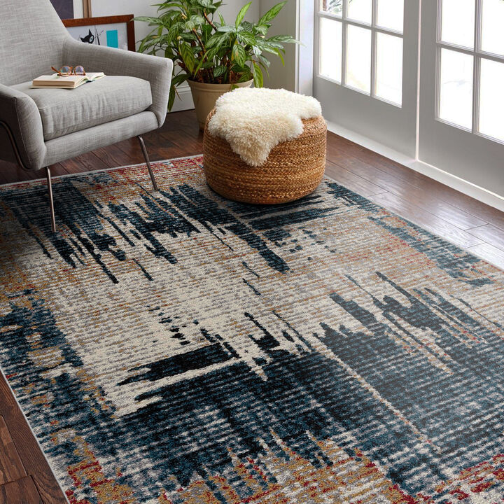 Nova Contemporary Abstract Blue Red Indoor Area Rug