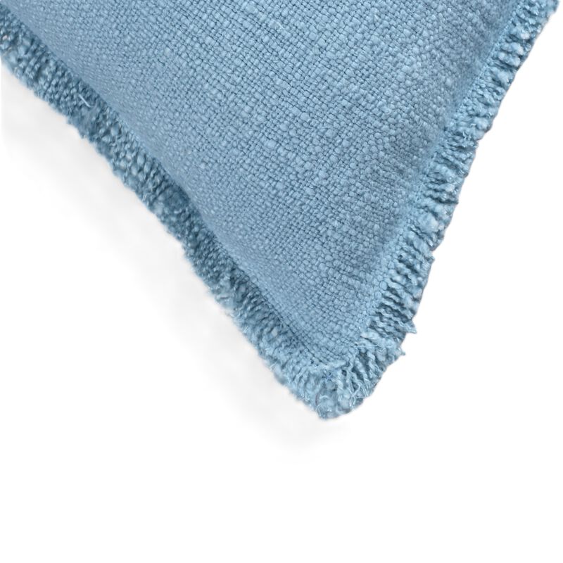 Organic Chic washed textured cotton solid lumbar pillow with frayed edges