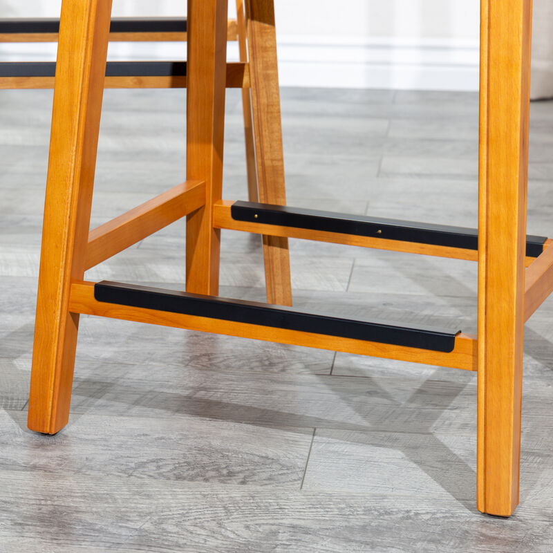 30" Barstool, Natural Finish, Saddle Leather Seat