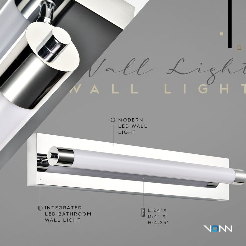 VONN Lighting Integrated LED ADA Compliant Bathroom Wall Lighting Fixture in Polished Chrome