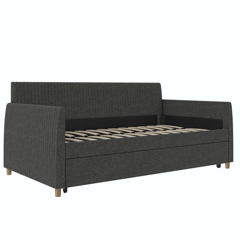 Mr. Kate Daphne Upholstered Daybed with Trundle, Twin/Twin, Dark Gray Linen