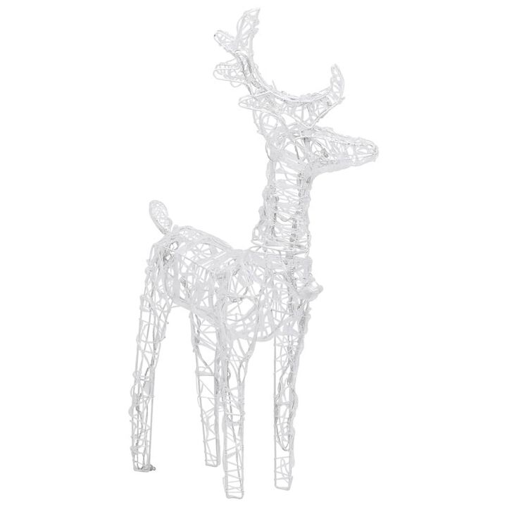 Set of 2 Christmas Reindeer, Acrylic and 40 Warm White LED Lights - Benzara