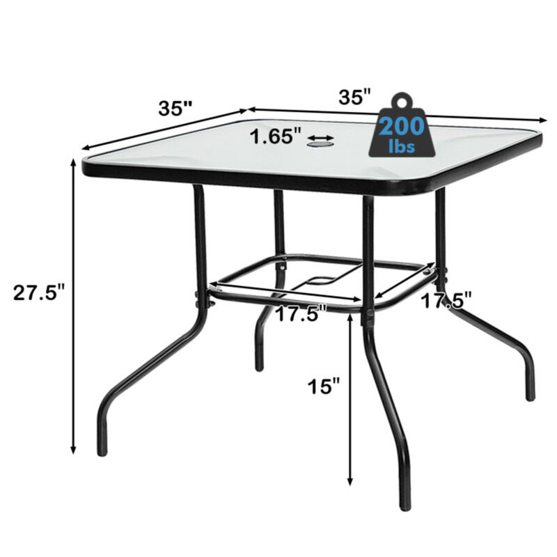 Hivvago 5 Pieces Outdoor Dining Set with 4 Stackable Chair and High-Back Cushions