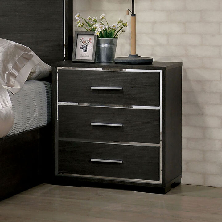 Streamdale Modern Nightstand with Chrome Trim