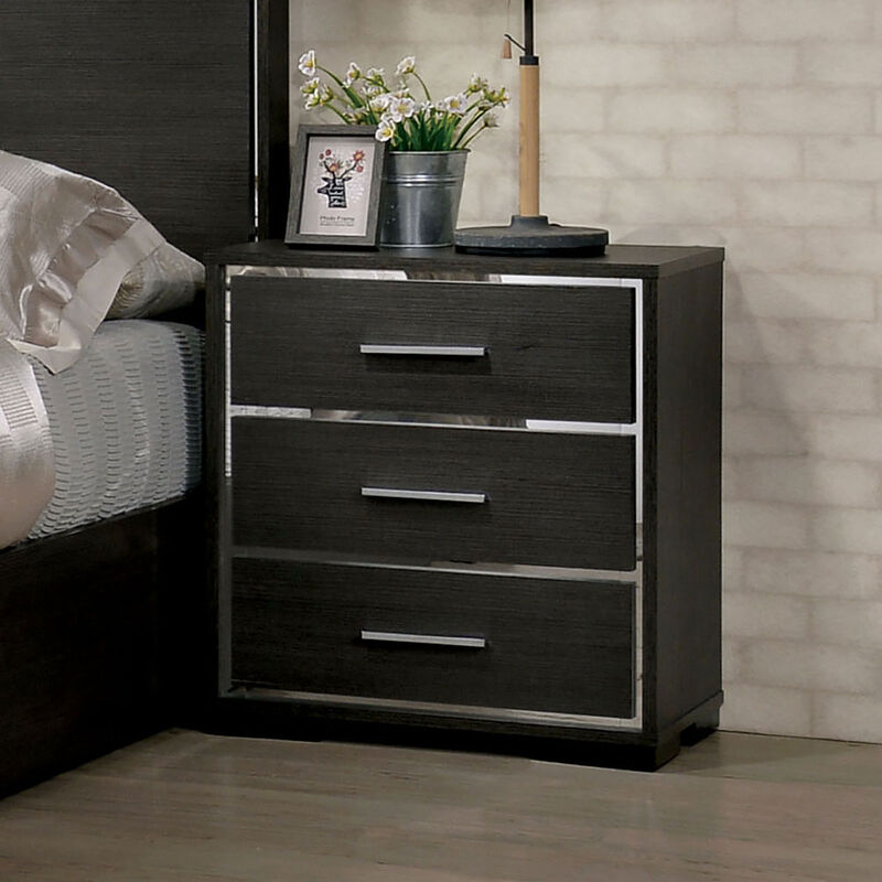 Streamdale Modern Nightstand with Chrome Trim