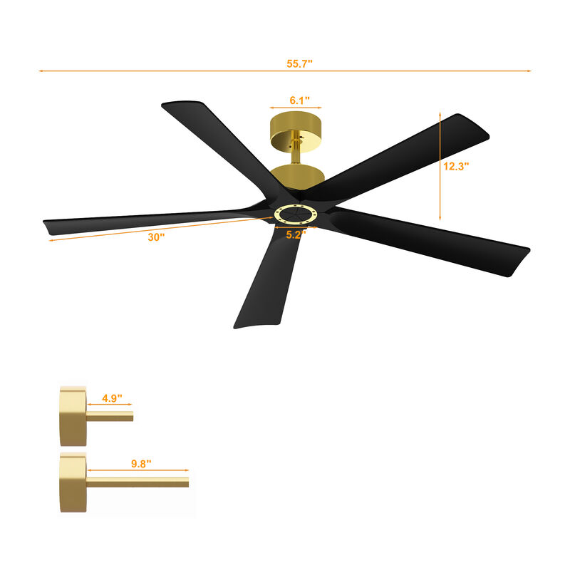 FUFU&GAGA Ceiling Fan 30-in with Black Blades Indoor/Outdoor Ceiling Fan Remote (5-Blade),Black