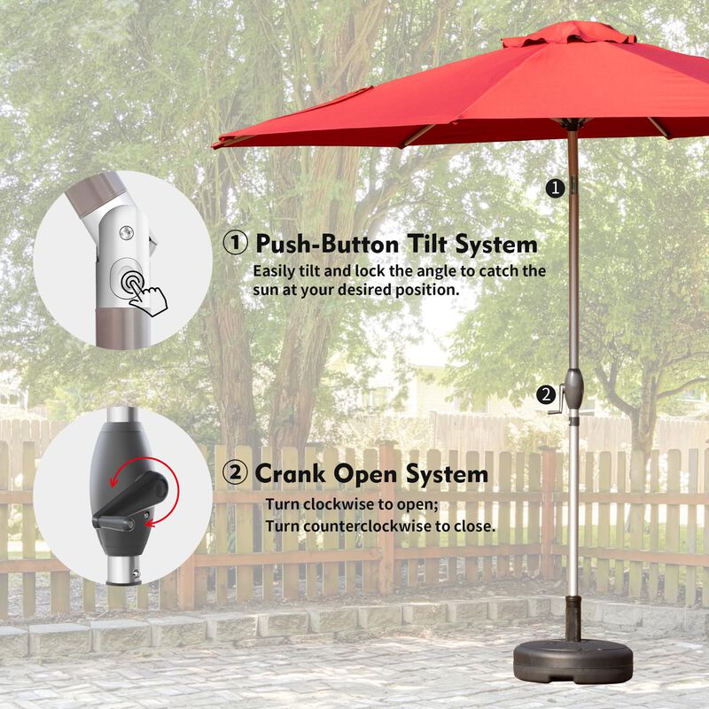 MONDAWE 10 FT Patio Umbrella, Outdoor Table Umbrella with Push Button Tilt and Crank, UV Protection Waterproof Market Sun Umbrella with 8 Sturdy Ribs for Garden, Deck, Backyard, Pool