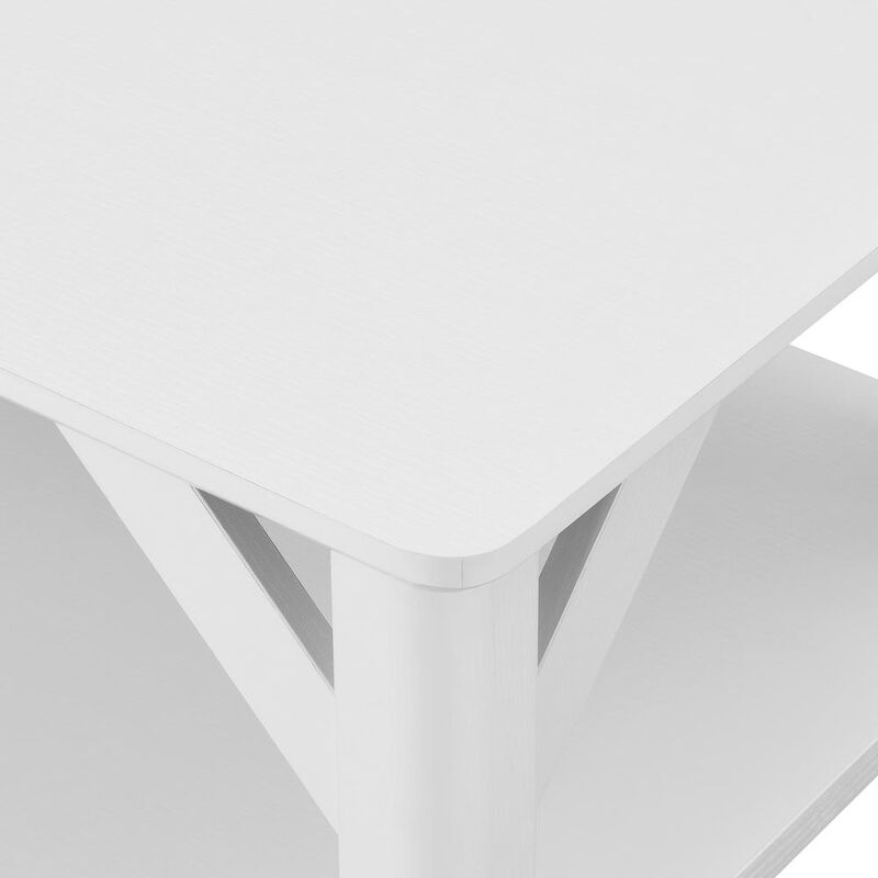 Convenience Concepts Winston Coffee Table with Shelf, White
