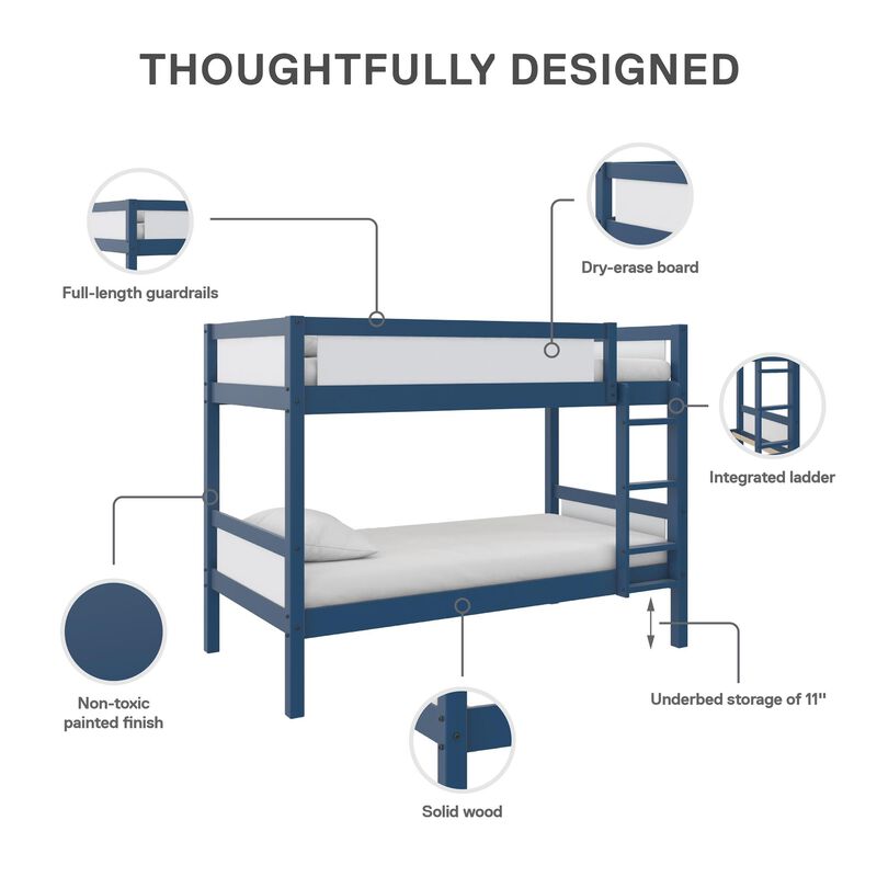 DHP Adrian Kids' Wood Twin over Twin Bunk Bed