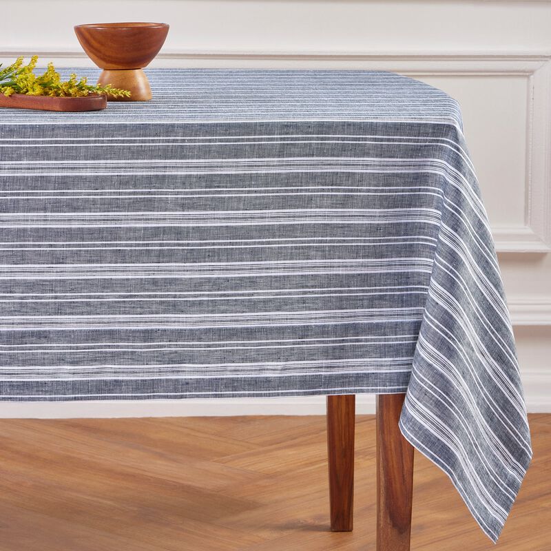 Solino Home 100% Pure Linen Tablecloth | Chelsea Stripe