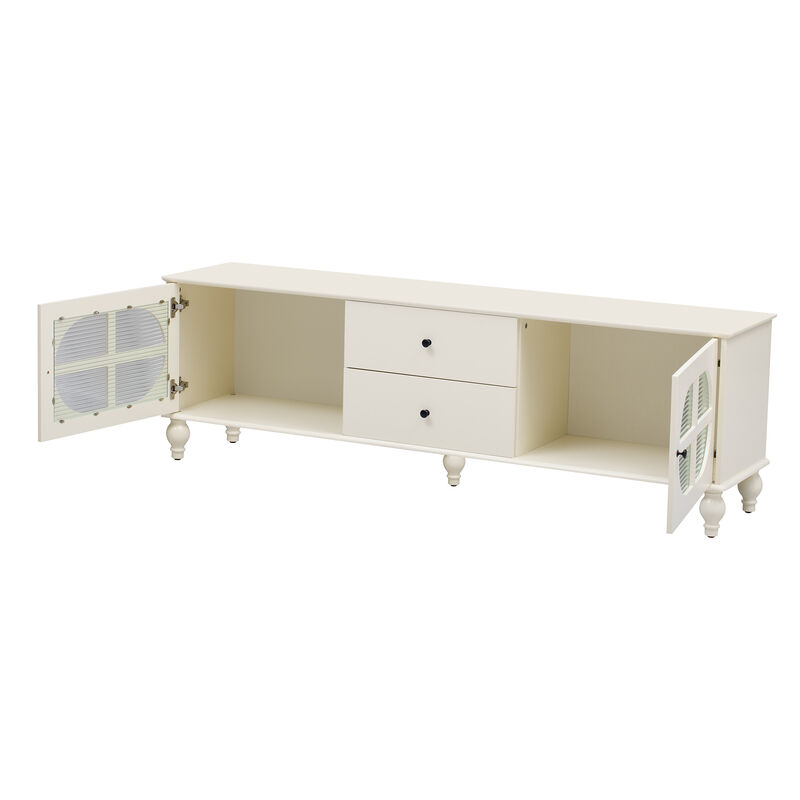 Merax TV Stand with Fluted Glass Doors