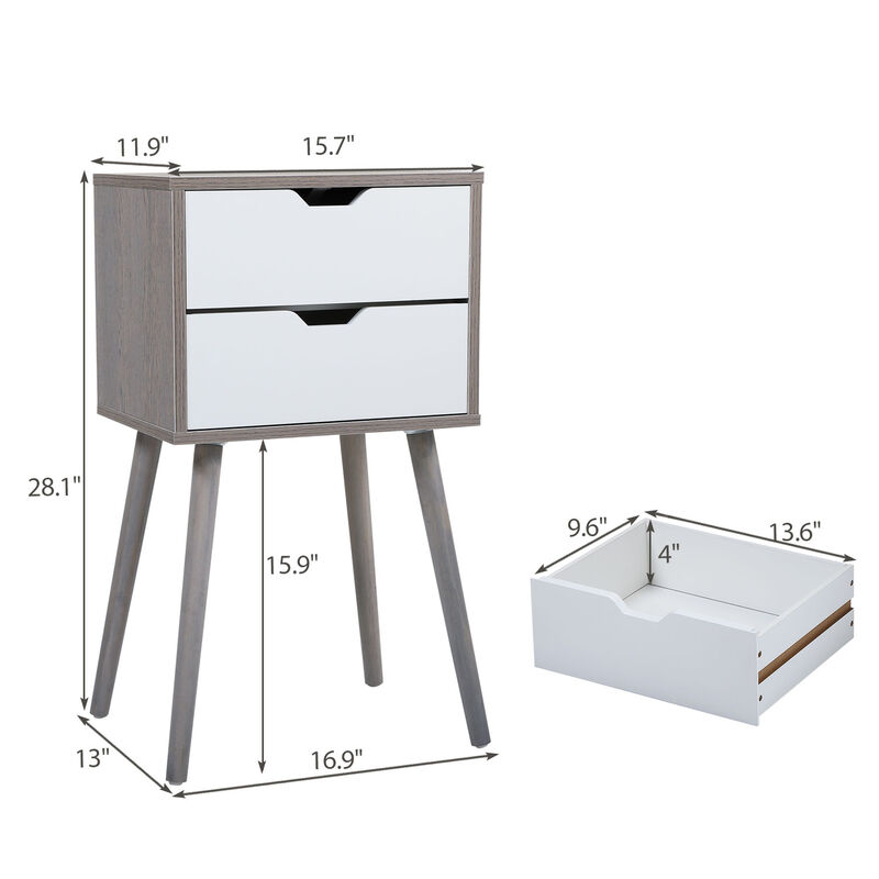 Streamdale Gray 2-Drawer Bedside Tables (Set of 2)