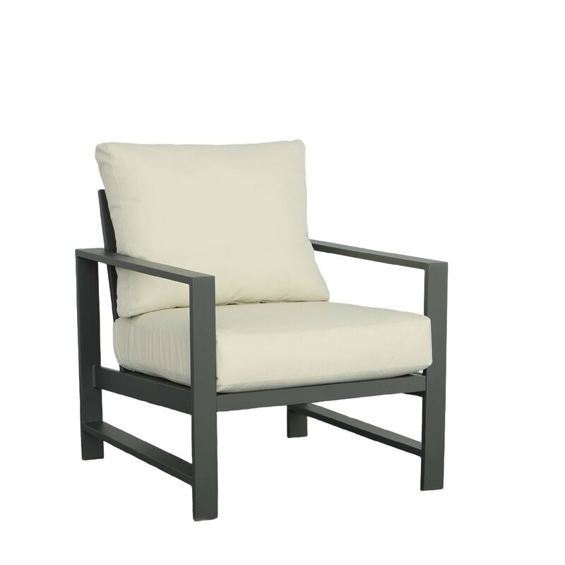 2pc Stainless Steel Outdoor Chair Set - 31" - Gray and Beige
