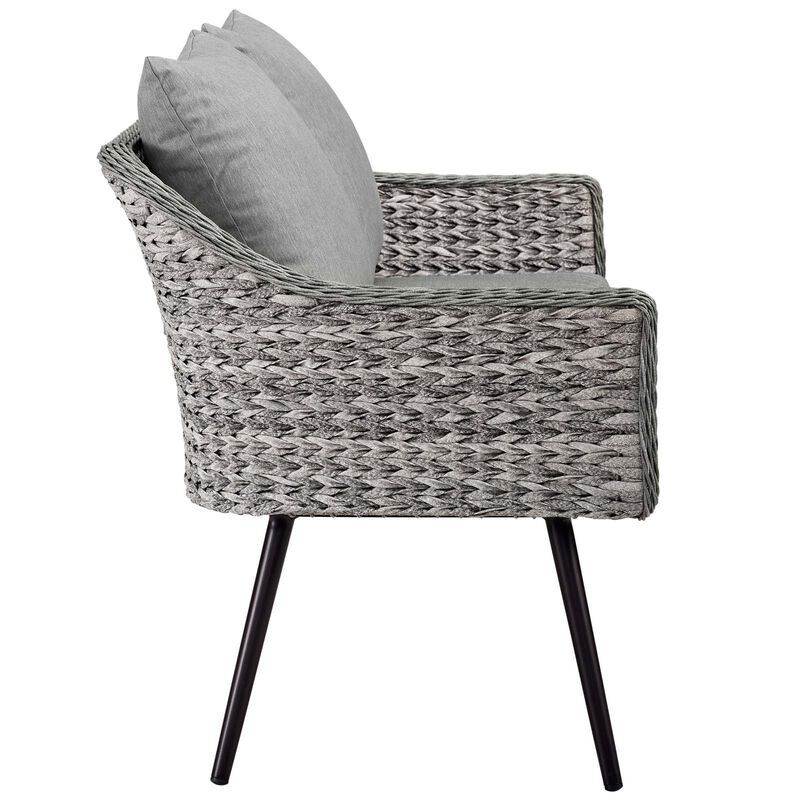 Modway - Endeavor 3 Piece Outdoor Patio Wicker Rattan Loveseat and Armchair Set Gray