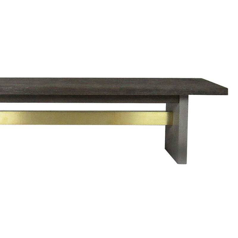 Cid Coe 71 Inch Modern Dining Bench, Wood Seat, Concrete Base, Gray-Benzara