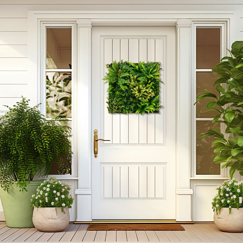 20" x 20" 3D Hanging Greenery Hedge with 11 Mixed Faux Plants for Indoor and Outdoor Decor