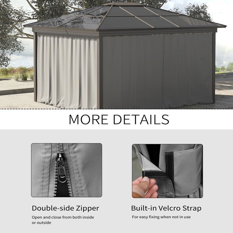 Light Gray Gazebo Accessory: 10'x10' Universal Sidewall Set with Hooks