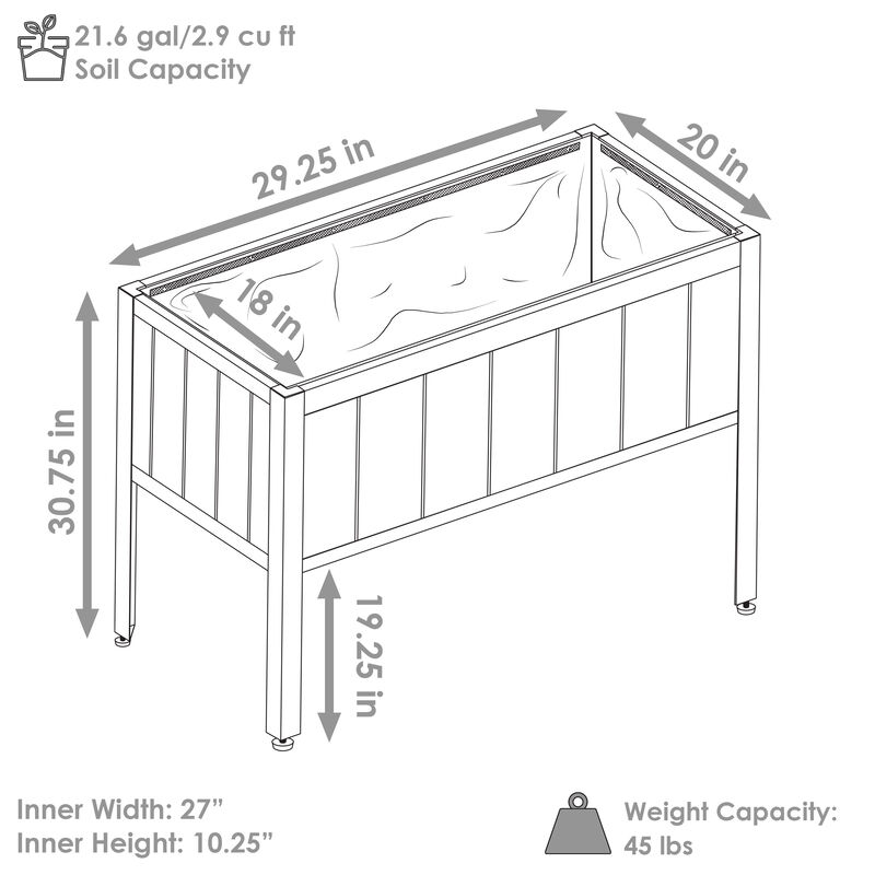 Steel-Framed Acacia Wood Raised Garden Bed