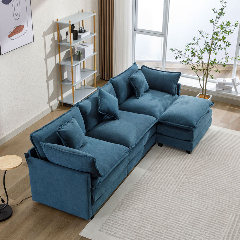 112.2" L-Shape Chenille Upholstered Sofa