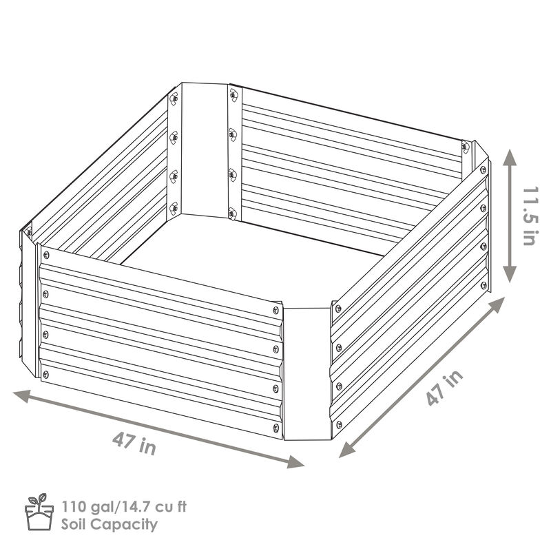 4x4 ft (1.2x1.2 m) Galvanized Steel Square-Shaped Raised Garden Bed