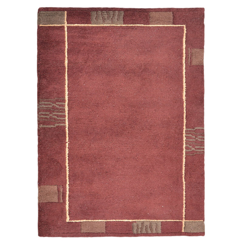 Rugsotic Carpets Hand Knotted Tibbati Wool 6'x9' Area Rug Contemporary Red T00206