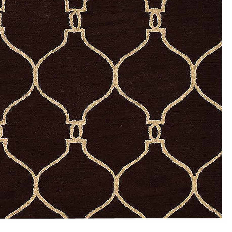 RUGSOTIC CARPETS HAND TUFTED WOOL ECO-FRIENDLY AREA RUGS  - 9'x12', Rectangle Shape, Brown & Beige, Geometric Modern Design, High Pile Handmade Area Rugs for Living Room, Bed Room (K01004)