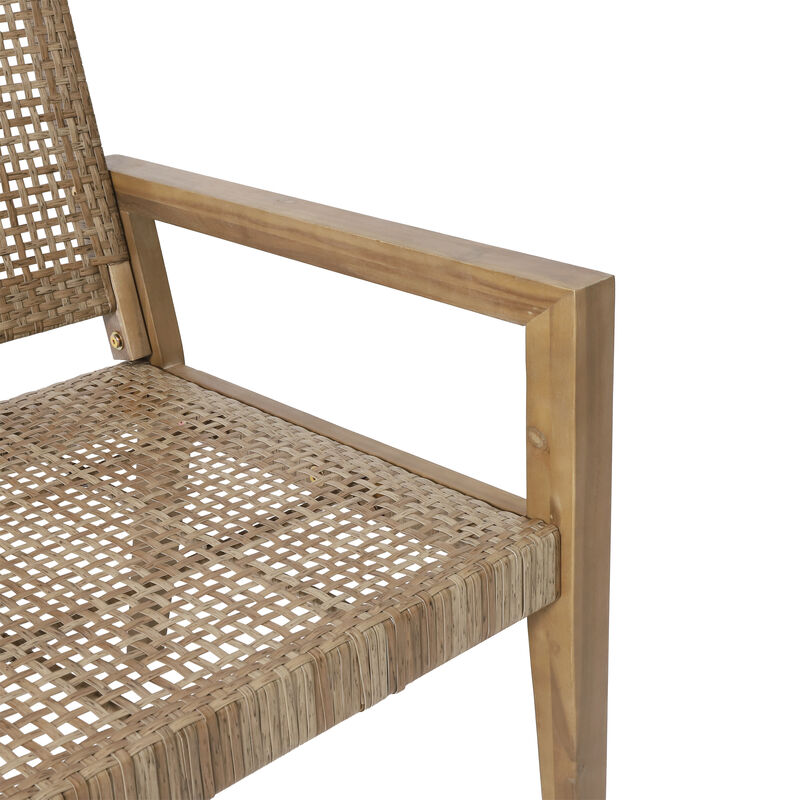 Merax Outdoor Wicker and Acacia Wood Loveseat