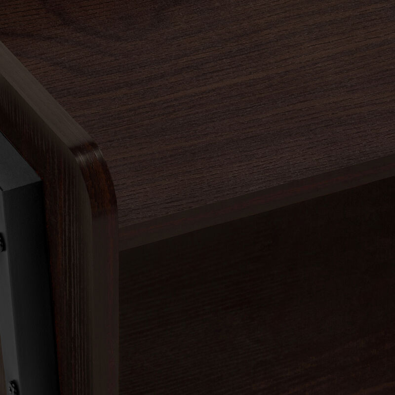 Monarch Specialties I 3593 Accent Table, Side, End, Nightstand, Lamp, Living Room, Bedroom, Metal, Laminate, Brown, Black, Contemporary, Modern