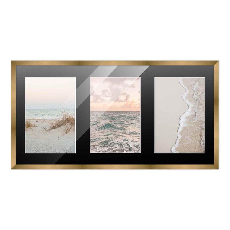 8.5x17 Wood Collage Frame with Black Mat For 3 5x7 Pictures