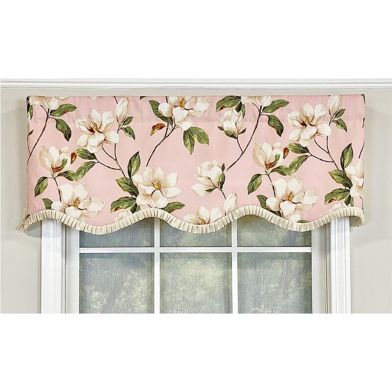 RLF Home Magnolia Ruffled Provance Valance Gray. 3" Rod Pocket, Layered. 50"W x 16"L