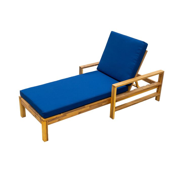 Mondawe Outdoor Patio Lounge Chair,3-Position Adjustable Backrest With Foam Cushion Lounge Chair