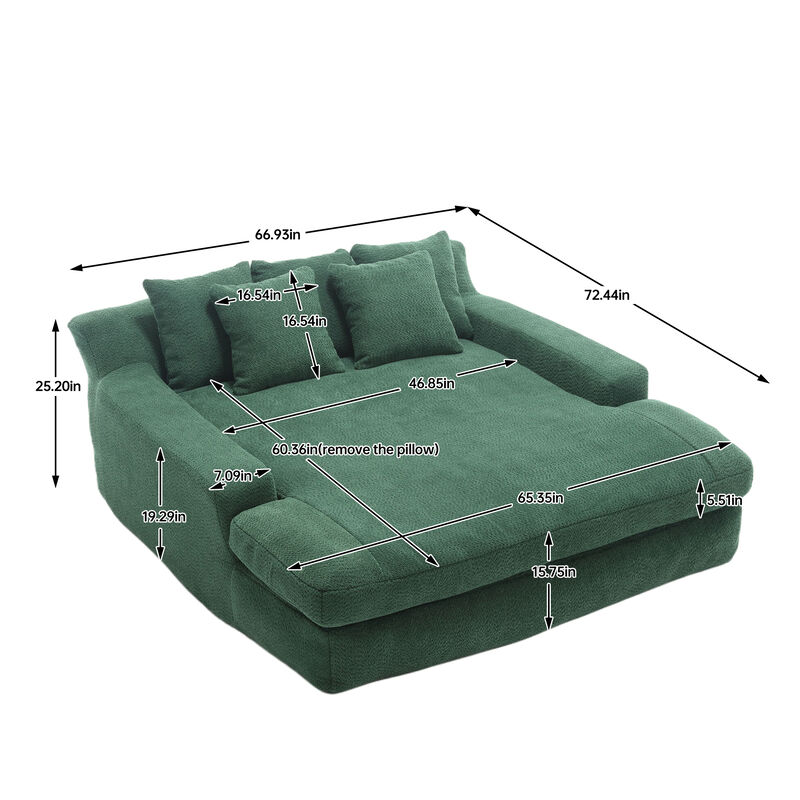 Merax Chenille 2-seater Lazy Sofa With 5 Back Pillows