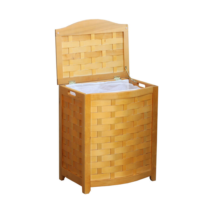 Oceanstar Natural Bowed Front Laundry Hamper with Interior Bag