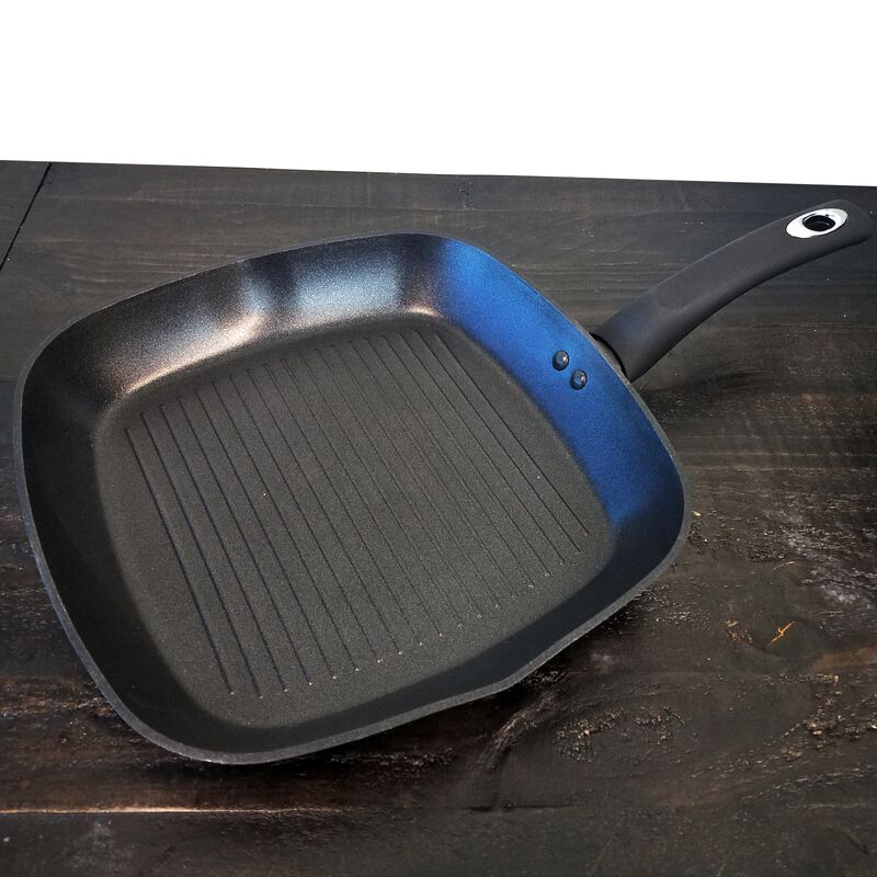 Oster Cuisine Allston 11 in. Square Aluminum Grill Pan with Bakelite Handle in Black