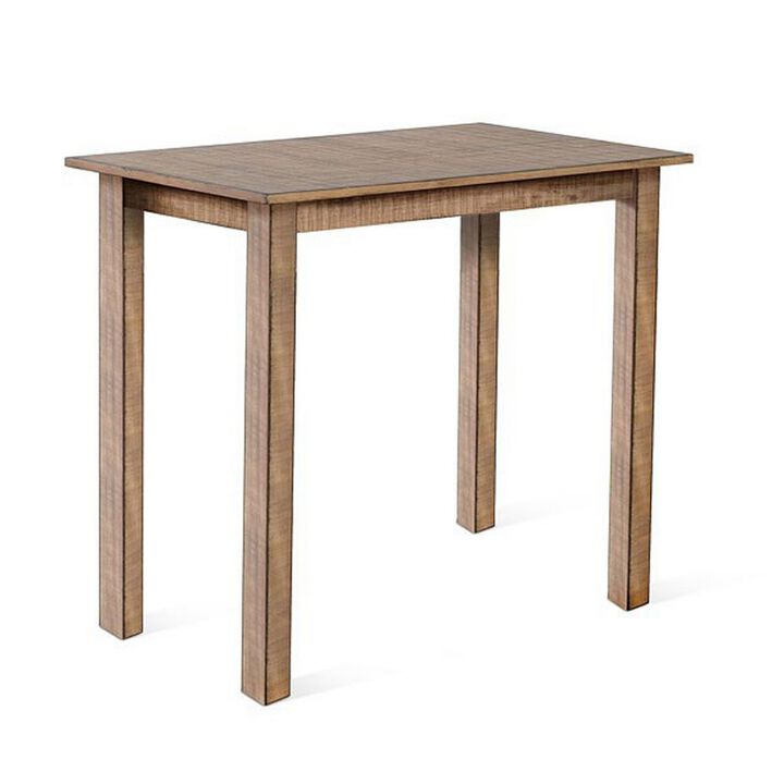 Rena Counter Table, 48 Inch Rectangular Beige Pebble Mahogany Wood - Benzara